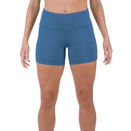 Tough Mode Pantalones cortos de tiro alto para mujer, 3 y 5 pulgadas, súper suaves, atléticos, para entrenamiento, correr, yoga, voleibol, WOD, 12,7 cm, azul egeo, M