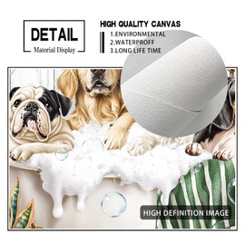 Luixdie Farmhouse Rustic Wall Art Four Dog Corgi Bulldog in Bathtub Funny Farmhouse Bathroom Wall Decor Signs Cute Humor Animals Bathroom Artwork 16x12 Inch (Framed)