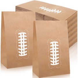 Watersay 8 lb Football Kraft Brown Paper Lunch Bags Sports Theme Party Gift Bags for Party Kraft Paper Lunch Paper Bags Bulk for Sandwich Snack Grocery Food 12 x 6 x 4 Inch (200 Pcs)