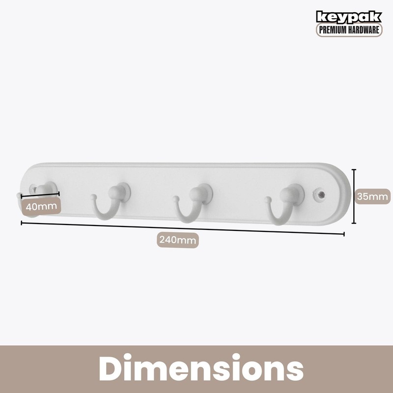 Keypak 4-Hook Wall-Mounted Key Tidy, Key Holder Organiser for Entryway