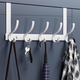 Gerhannery Over Door Hanger, Heavy Duty Door Hooks Over Door Hook, Rust Resistant Over Door Hangers, Space Saving Over Door Coat Hooks for Hanging Coat Towel Bag, Matte White