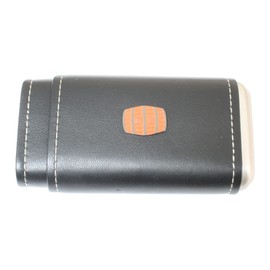 Real Ale Barrel Cigar Tube Leather Covered Black Case With Cedar Lining In Gift Box 548