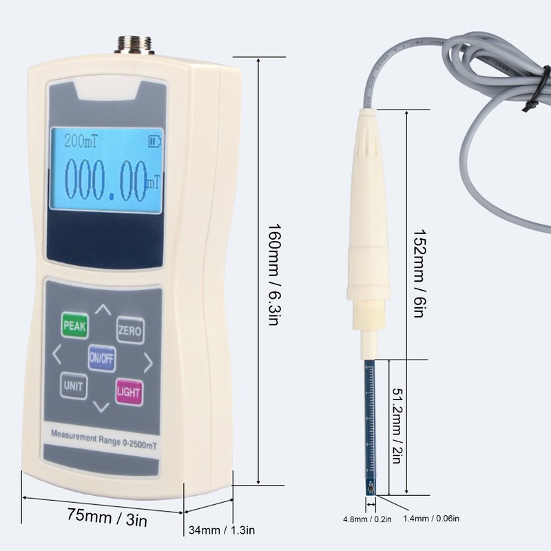 Surface Magnetic Field Detector High Accuracy Handheld Gauss Meter Digital