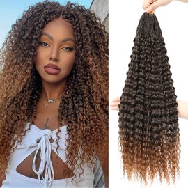 Auxemuen 8 Packs Pre Looped Brazilian Micro Kinky Curly Crochet Hair 30 Inch Afro Ocean Wave Curly Crochet Braiding Hair Extensions Deep Wave Synthetic Mini Senegalese Twist Braids (1B/30)