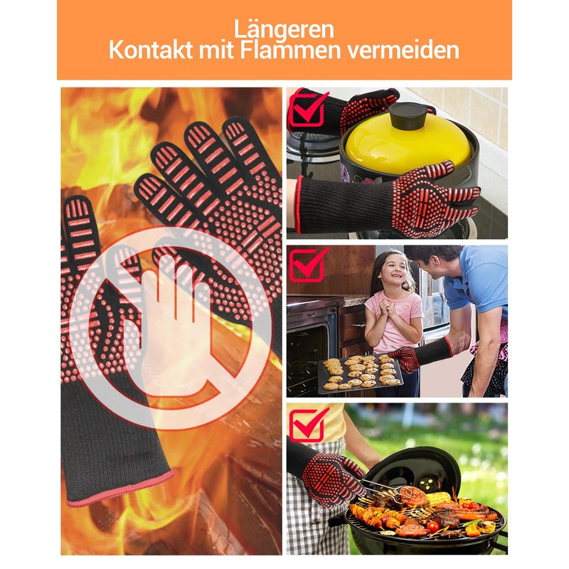 MILcea Barbecue Gloves, Heat Resistant, Oven Gloves, BBQ Gloves, BBQ