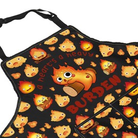 ZJXHPO Anime Lover Gift Fire Spirited Kitchen Apron A Heart's A Heavy Burden Apron With Pocket Fire Demon Housewarming Gift (Burden Apron)