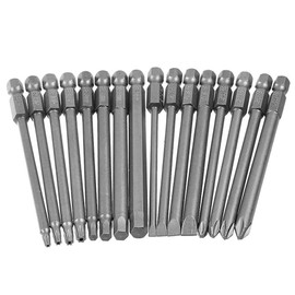 Mesee 16-Piece S2 Steel 1/4 Inch Screwdriver Set, Torx Long Screwdriver Bit Set + Cross Screwdriver Bits Set + Hex Screwdriver Bit Set + Magnetic Flat Head Slotted Tools Repair Set 100 mm