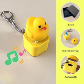 Duck Quacking Fidget Toy - Rechargeable Quacking Duck Keychain, Quacking Duck Stress Reliever with Colorful Lights, Fun & Portable Anxiety Relief Toy (2 PC Quacking Duck)