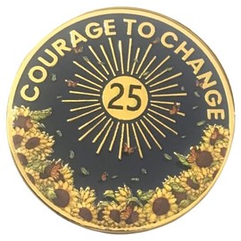 25 Year Blue Sunflower Al-Anon, AA, NA, Medallion, Chip, Token