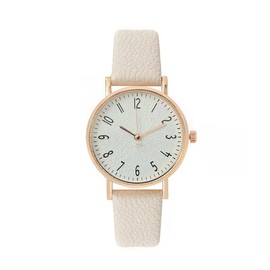 SZJhongfeng Women's Delicate Leather Gold Wrist Quartz Watch, Beige Leather Strap, 3 Hands, Analog Quartz Watch with Dial, Reloj para Mujer.