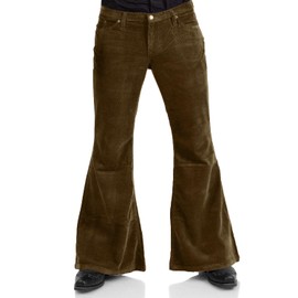 Men's Corduroy Vintage Bell Bottom Pants 70s,Disco Stretchy Flared Pants Classic Comfort 60s 70s Outfits for Men