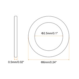 uxcell M2.5 Flat Washer, 300 Pcs Brass Ring Flat Washers 6mm OD 0.5mm Thick Metal Sealing Gasket Ring for Screws Bolts Nuts