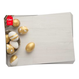 Place Mat - Golden Easter Eggs - 12 Pieces Made in Germany, 44 x 32 cm Made of Special Natural Paper in Storage Folder - The Special Table Decoration for Spring, Easter & Flowers