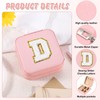 URSKYTOUS Pink Jewelry Storage Case, Waterproof Jewelry Box with Initial,