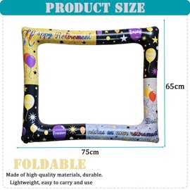 Retirement Inflatable Selfie Frame Photo Booth With 20Pcs Props - Happy Retirement Picture Frame Blow Up Party Prop Kit for Men Women Decorations