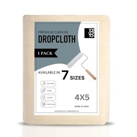 Top Cotton Canvas Drop Cloth 1Pc, Reusable Paint Drop Cloth, 100% Recycled Cotton Canvas Tarp Cover for Painter, Furniture, Floor Protection, All Purpose Painters Dropcloth for Christmas DIY (4x5FT)
