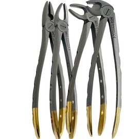 Dental Extracting Extraction Forceps MD1 MD2 MD3 MD4 Set of 4 Premium Quality Gold Handle, Stainless