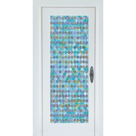 Brewster PF0718 Peacock Door Premium Film, Blue 35.25x78 Inch