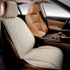 IVICY Faux Suede Car Seat Cover for Cars - Soft & Non-Slip - Front Car Seat Protector Covers for Most Automotive, Vans, SUVs, Trucks - 1 Unit – Light Beige