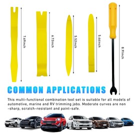 Ohleats 5PCS Auto Trim Removal Tool Kit, No Scratch Plastic Pry Tool Kit for Car Panel Audio Dashboard Dismantle, Automotive Interior Trim Molding Fastener Remover, Car Accessories (Yellow)