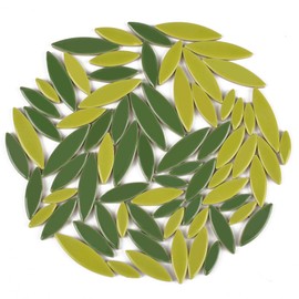 Redvigh 200g Mosaic Tiles Bulk, Petal Mosaic Tiles for Crafts Willow Leaf Shaped Pieces for Mosaic Crafts Supplies(Mixed Green)