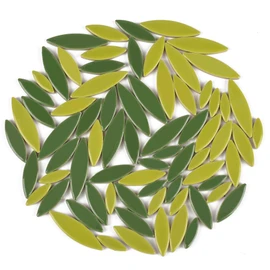 Redvigh 200g Mosaic Tiles Bulk, Petal Mosaic Tiles for Crafts Willow Leaf Shaped Pieces for Mosaic Crafts Supplies(Mixed Green)