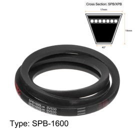 sourcing map SPB-1600 V-Belts Drive Belt 1600mm Pitch Girth 17mm Width 14mm Height Rubber for Power Transmission
