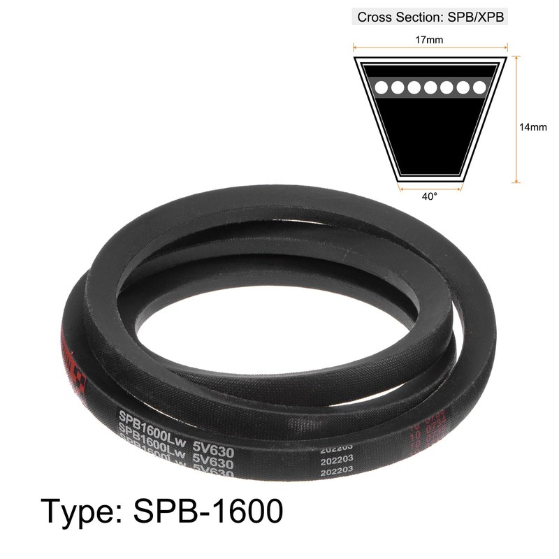 sourcing map SPB-1600 V-Belts Drive Belt 1600mm Pitch Girth 17mm