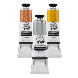 Tusc & Pine Artist Oil Paint - 40 ml Set of 3 - Assorted Metallic Colors - Non-Yellowing, Creamy Consistency, Max Pigment Load, Small Batch Milled Oil Paints Developed for Professional Artists