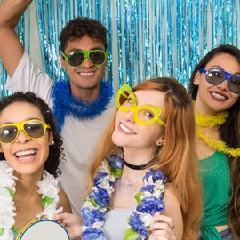 2 Pack Blue Streamers Party Decorations Fringe Backdrop Ocean Themed Decorations Foil Curtain Backdrop Blue Birthday Ocean Party Decor Supplies