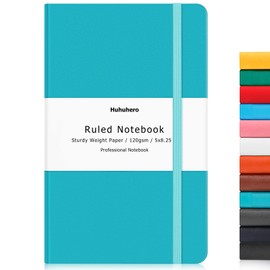Huhuhero Notebook Journal, Lined Ruled Journal, Hardcover 120Gsm Premium Thick Paper with Faux Leather Notebook for Journaling Writing Note Taking Office School Supplies 5.25"×8.25"(1, Teal)