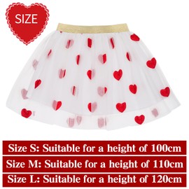 Valentines Girls Red Heart Tulle Tutu Skirt with Sunglasses (US, Alpha, Small, Regular, White)