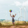 Relaxdays flower windmill, set of 2, decorative garden pinwheel, wind