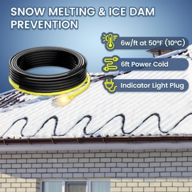 80 FT Gutter Heat Cable Kit, YeloDeer 6 W/FT Heat Tape for Roof and Gutters, Self-Regulating Roof Melt Heating Snow De-Icing Cable, 120V