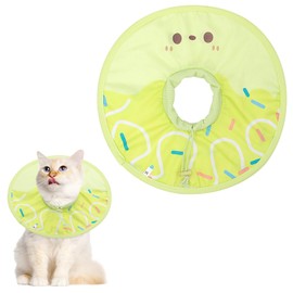 Coppthinktu Cat Cone Collar Soft, Cue Cat Recovery Collar After Surgery Waterproof Neck Cone, Lightweight Kitten Cone Elizabethan Collar for Cats Puppy Anti Licking Wounds (Green,XS)