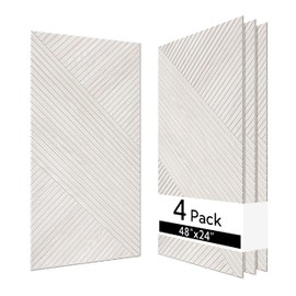 Olanglab Self-adhesive Acoustic Wall Panels 4 Pack, 47.2 x 23.6 per Acoustic Panels Sound Absorbing, Decorative Sound Panels for Home Studio and Office, Light Ash Wood Pattern, Style F