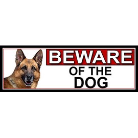 Shawprint German Shepherd BEWARE OF THE DOG METAL GATE SIGN 266mm x 87m. (523H2)