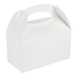 Restaurantware Bio Tek 9.5 x 5 x 5 Inch Gable Boxes For Party Favors, 25 Attractive Gift Boxes - With Built-In Handle, Greaseproof, White Paper Barn Boxes, For Special Events Or Parties