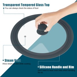 Universal Lid for Pots Pans and Skillets, 2 Pack Pan Cover fit 7", 8" 9" & 10", 11", 12" Diameter Cookware, Silicone Replacement Pan Lid Pot Lids for Frying Pans, Cast Iron,Tempered Glass Lid (Gray)