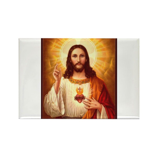 CafePress Sacred Heart Of Jesus Rectangle Magnet, 3"x2" Refrigerator Magnet