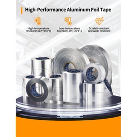 Aluminum Foil Tape,2 inch x 44 Yards (3.9 mil), Duct Tape, Heat Resistant, Insulation Tape for HVAC, Metal Repair, Heavy Duty Tape for Ductwork, Dryer Vent (44YD Silver)