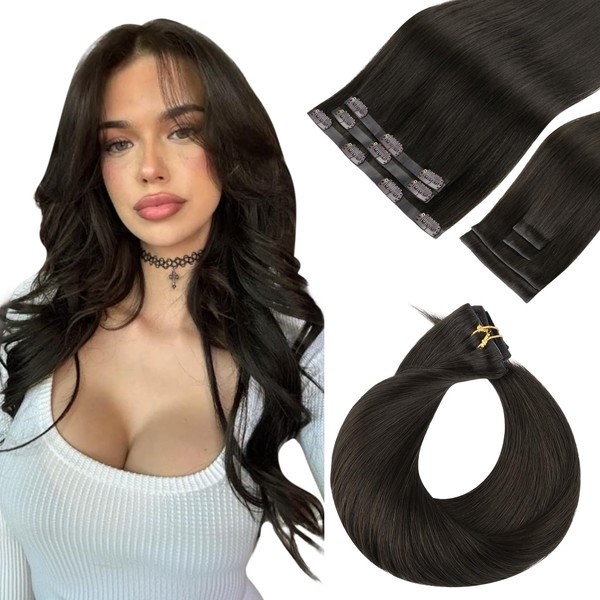 HOTBANANA Invisi Edge Clip in Hair Extensions, 14inch 100g 4Pcs