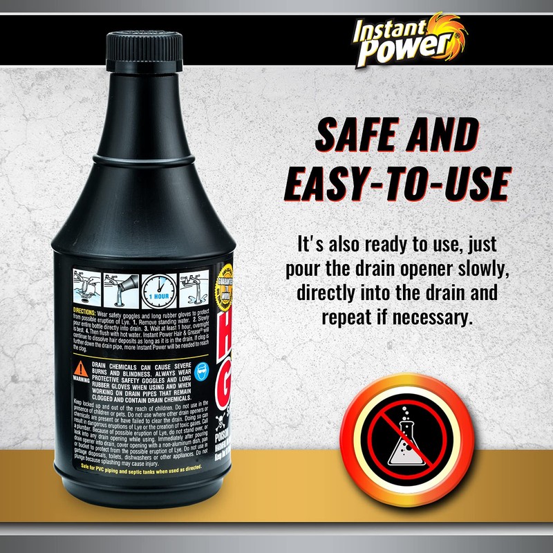 Instant Power Hair and Grease Drain Opener – Multipurpose Liquid