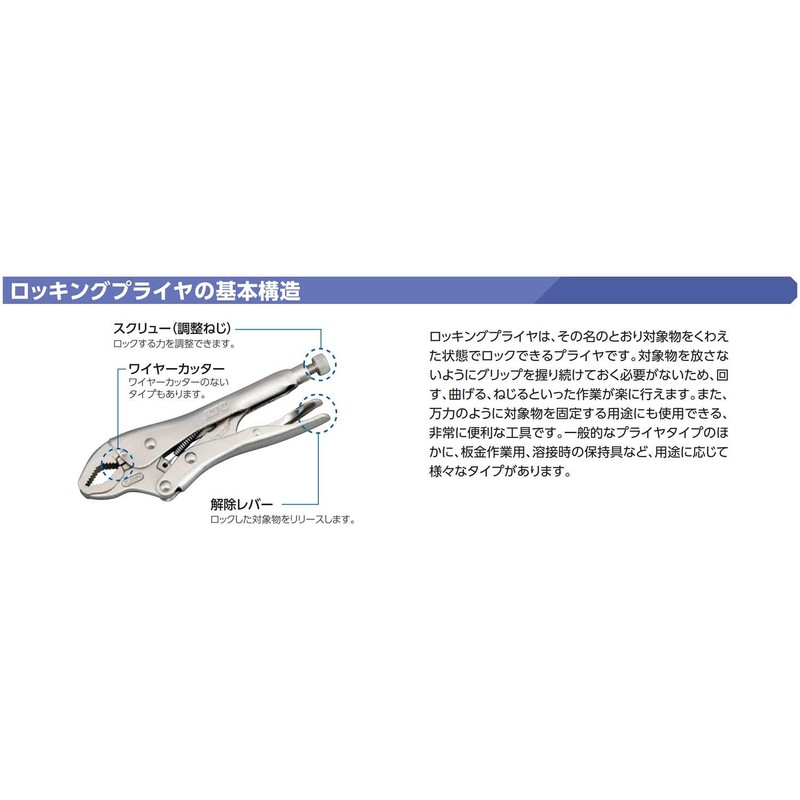 KYOTO TOOL (KTC) 175WR Locking Pliers Curved Chin (with Wire