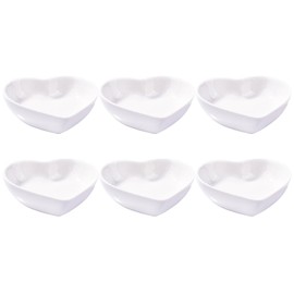 Cerficer Cute Sauce Dishes Porcelain Sushi Dish Set of 6 Ceramic Dipping Cups for Part White Love Heart Shaped
