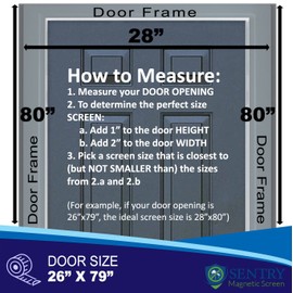 Reinforced Magnetic Screen Door - Many Sizes and Colors to Fit Your Door Exactly - US Military Approved - with Full Frame Hook and Loop Fasteners to Ensure All Bugs are Kept Out - Tough and Durable
