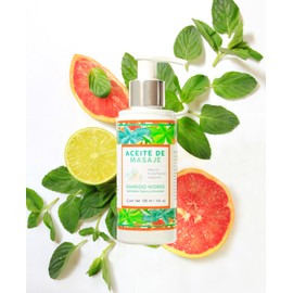 Bamboo Words | Aceite para Masaje | Mezcla de Cítricos | Menta, Toronja y Té de limón | Aceite corporal | Limpia y Humecta | 138 ml