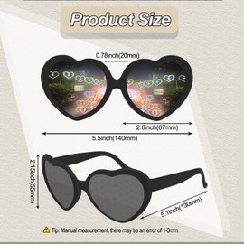 2 Pack Heart Shaped Diffraction Glasses for Women, Heart Effect Sunglasses are Perfect for Valentines Day Accessories, Rave Party, Wedding Party, Musical Evening, Fireworks Shows.