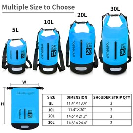 Dry Bag 5L/10L/20L/30L Wet Bag Waterproof Bag with Phone Pouch Double Shoulder Strap Backpack for Travelling Fishing Cycling Kayaking Swimming Boating Beach