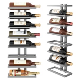 Hoctieon 8 Tier Wall Mount Wine Rack, Wall Racks for Wine Bottles Display and Storage, Hanging Bottle Organizer for Living Room, Dining Room, Wine Cellar, Bar, Grey